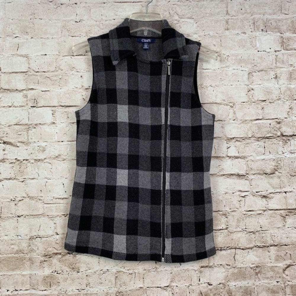 Chaps Moto Vest Small Plaid
